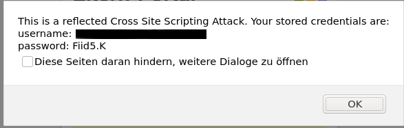 Anmeldemaske mit vorbelegtem Nutzernamen, der aus dem Queryparameter übernommen wird